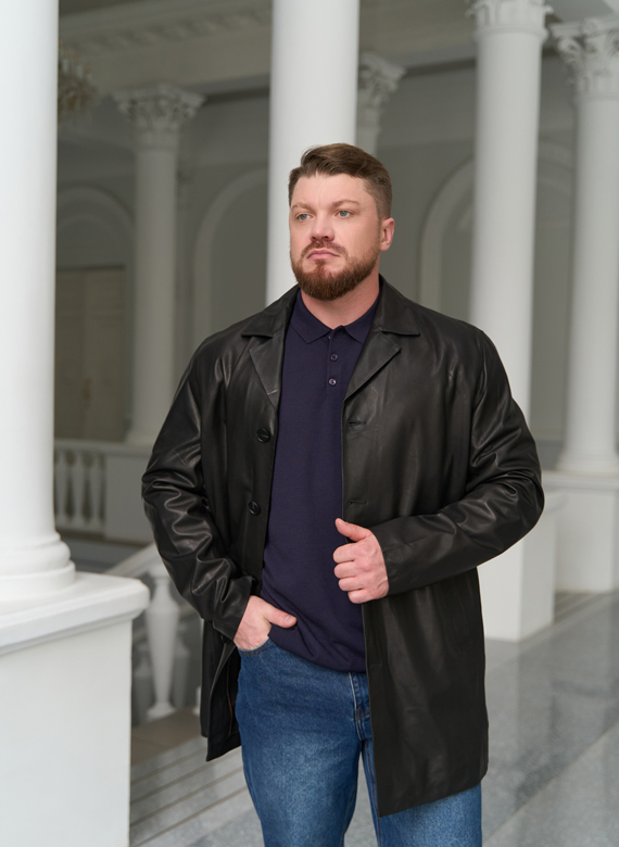 Мужской пиджак из натуральной кожи