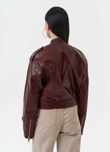 Куртка косуха из эко кожи бордового цвета