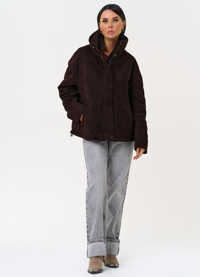 фото Куртка -пуховик из натуральной замши модель № 31373