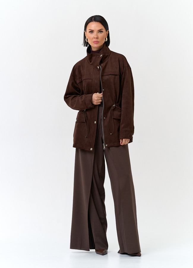 Женская куртка парка из эко замши  модель № 32775 универмаг малина