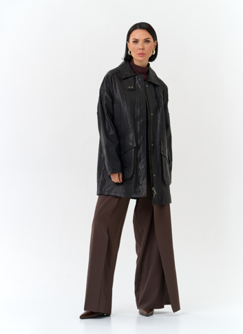 Женская удлиненная куртка из натуральной кожи