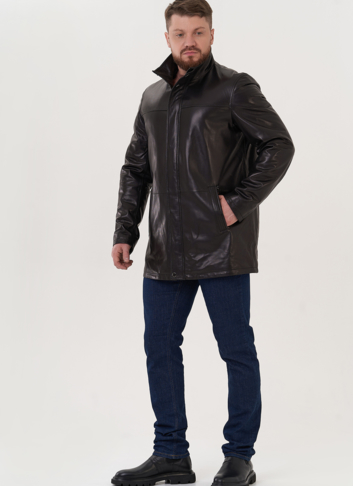 Удлиненная куртка из натуральной кожи