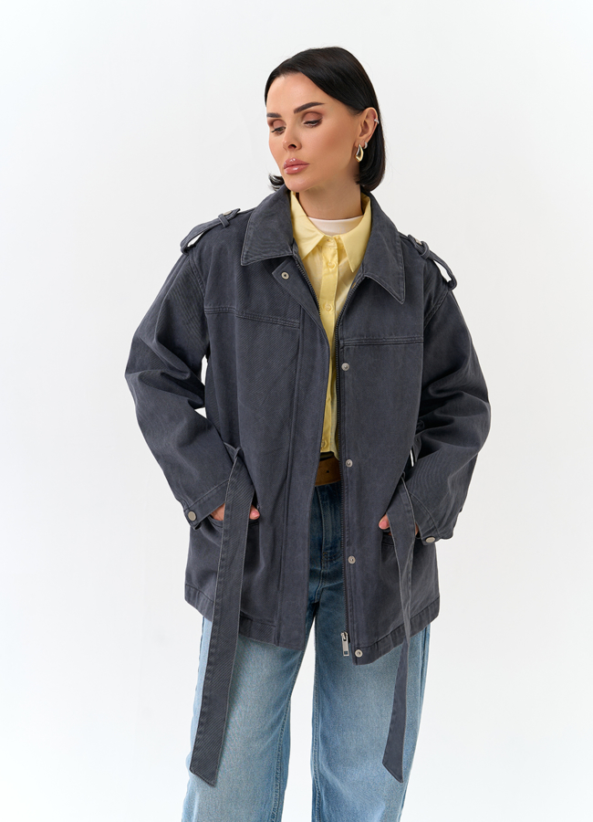 Женская джинсовая куртка с поясом модель № 32824 универмаг малина