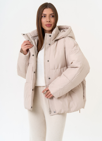 Женский короткий пуховик с капюшоном