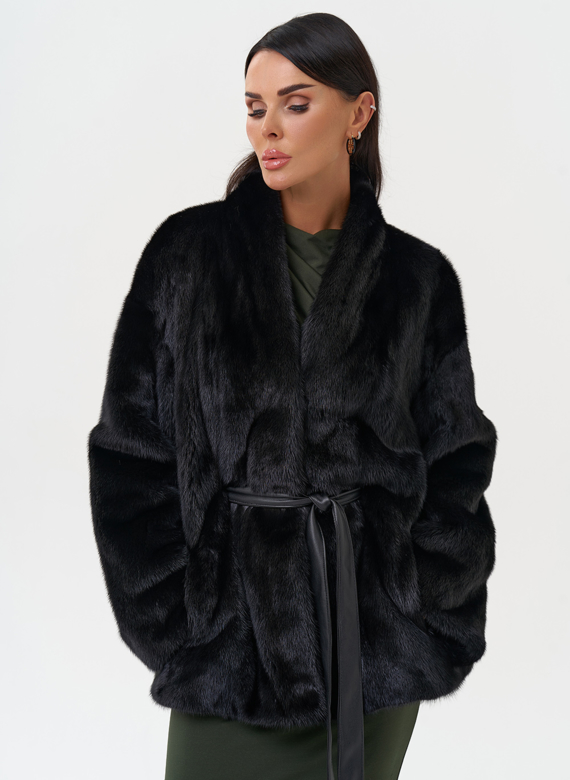 Норковый жакет черного цвета