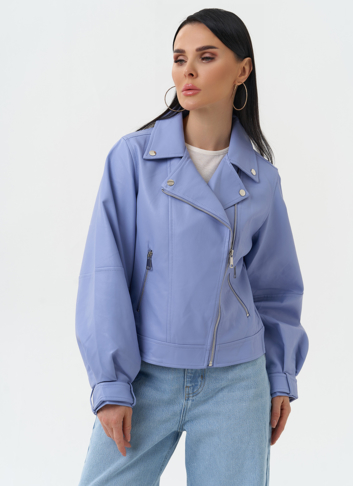 Куртка косуха из эко кожи голубого цвета