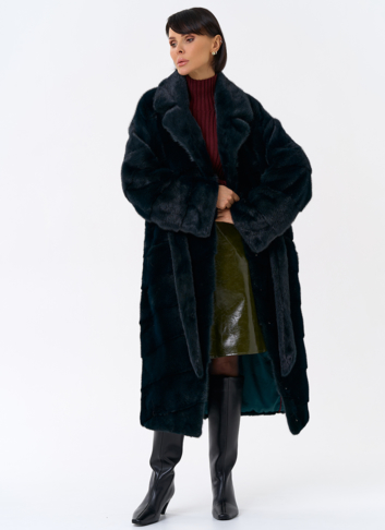 Зеленая шуба из норки