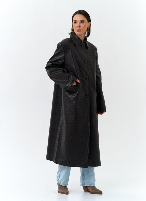 Женский плащ из натуральной кожи 