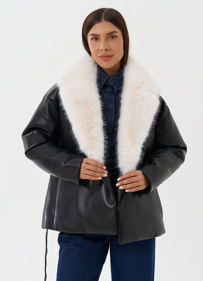 Утепленная куртка с эко мехом модель № 27988 универмаг малина