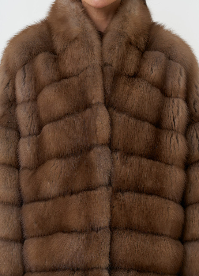 Шуба из куницы с воротником шаль модель № 30478 универмаг малина