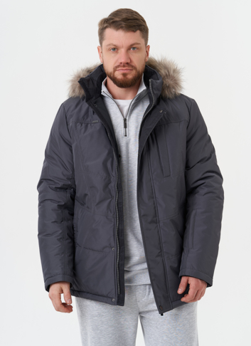 Мужская куртка с капюшоном из меха енота