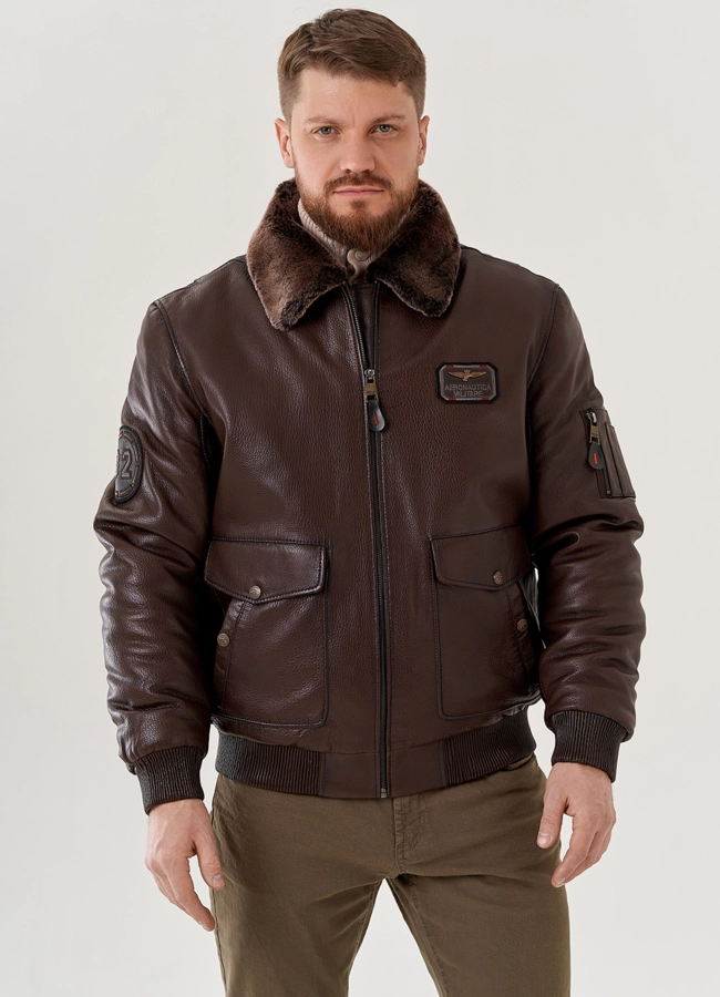 Мужская дубленка   модель № 79289 меха малина
