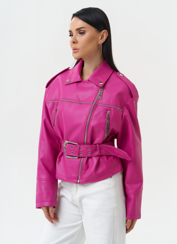 Куртка косуха из эко кожи розового цвета