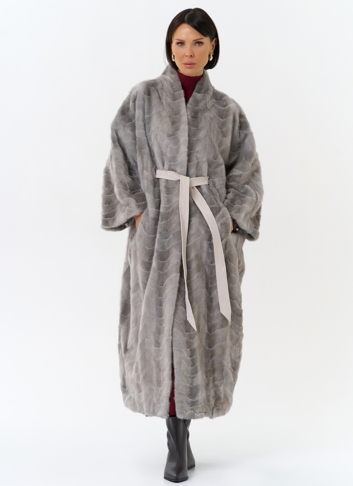 Шуба из меха норки с поясом Шуба из меха норки с поясом