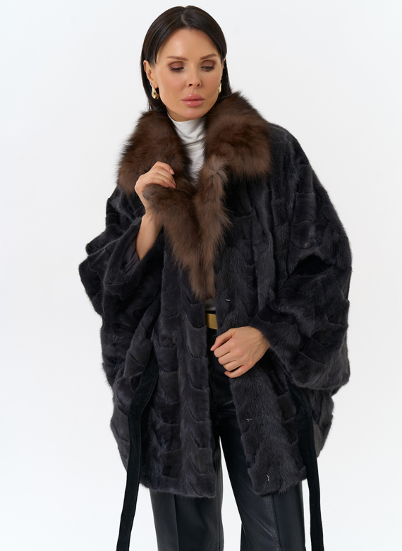 Шуба из меха норки с воротником из меха лисы