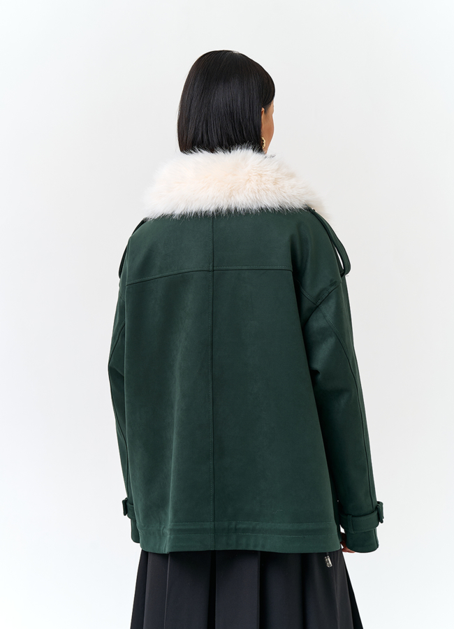 Женская куртка из эко замши с отделкой из эко меха модель № 32795 в кредит