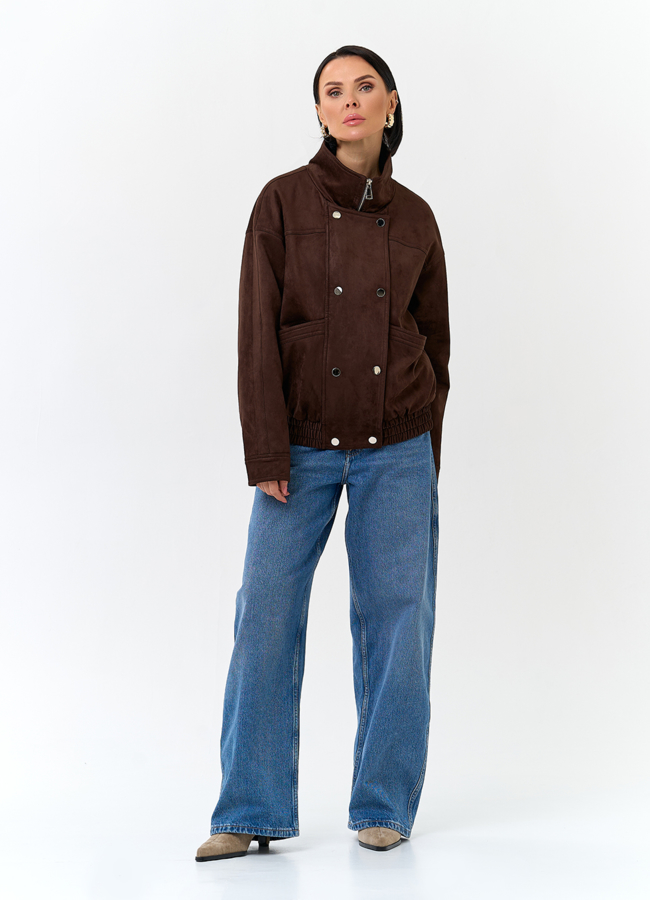 Женская утепленная куртка бомбер из эко замши модель № 32787 в кредит