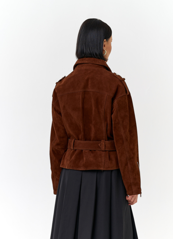 Куртка из натуральной замши с поясом