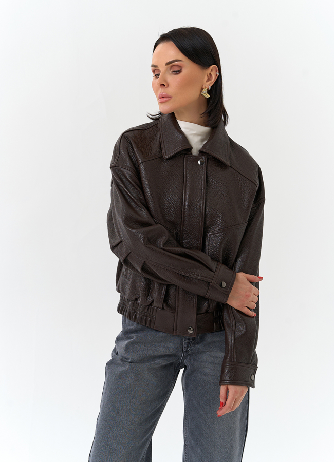 Женская куртка бомбер из натуральной кожи модель № 32527 универмаг малина