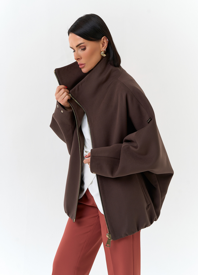 Женское укороченное пальто с высоким воротником модель № 32558 в рассрочку