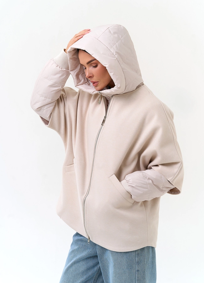 Женская куртка накидка с капюшоном модель № 33800 в рассрочку