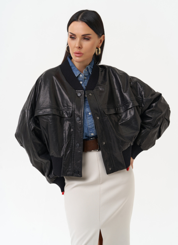 Женская куртка бомбер из натуральной кожи