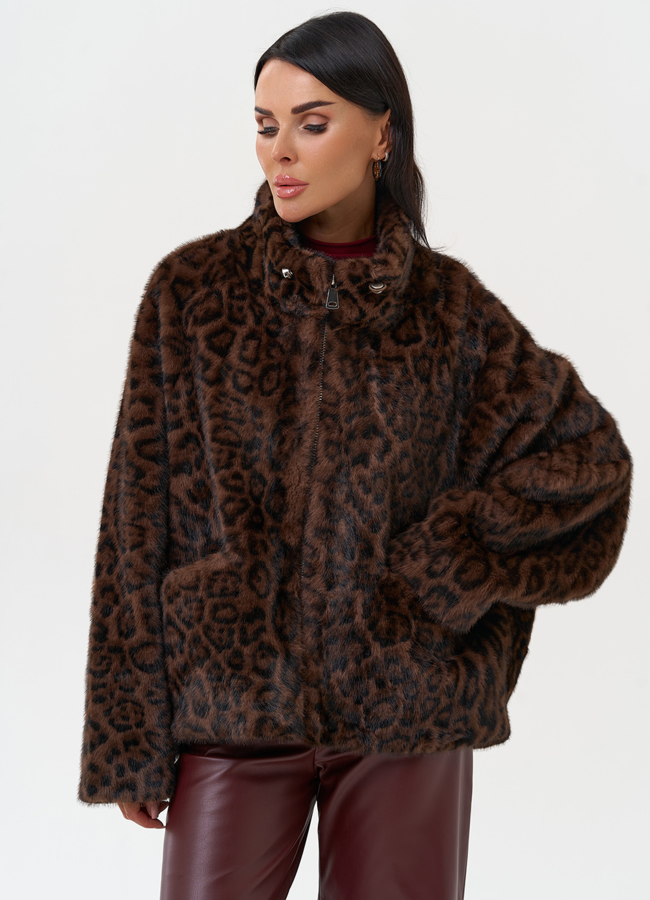 Женская куртка из эко меха с воротником  модель № 31254 универмаг малина