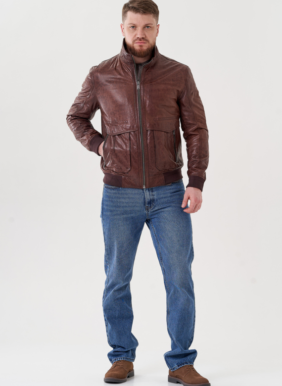 Куртка бомбер из натуральной кожи 