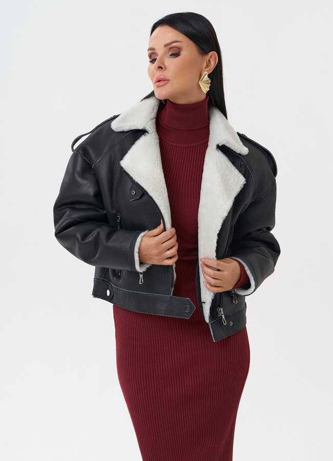 Дубленка из натуральной кожи модель № 28691 универмаг малина