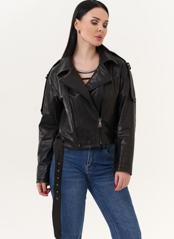 Куртка "косуха" из натуральной кожи с ремнем