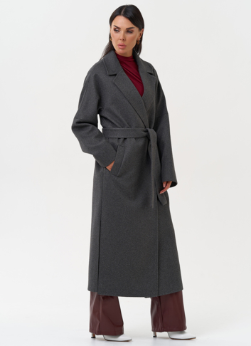 Длинное женское пальто с поясом
