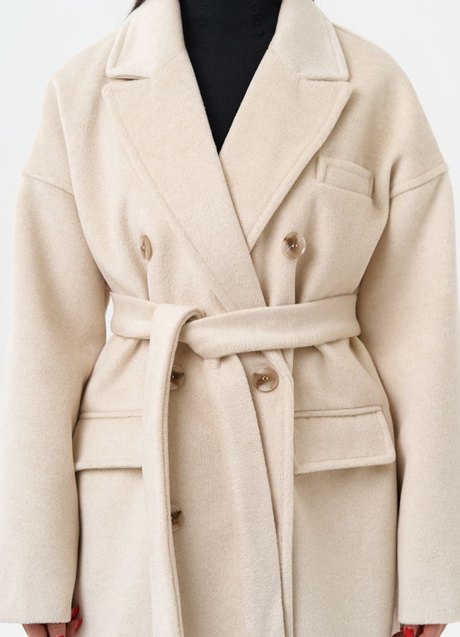 Женское укороченное пальто с поясом модель № 30195 универмаг малина