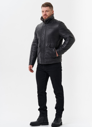 Куртка из натуральной кожи с отделкой из мутона