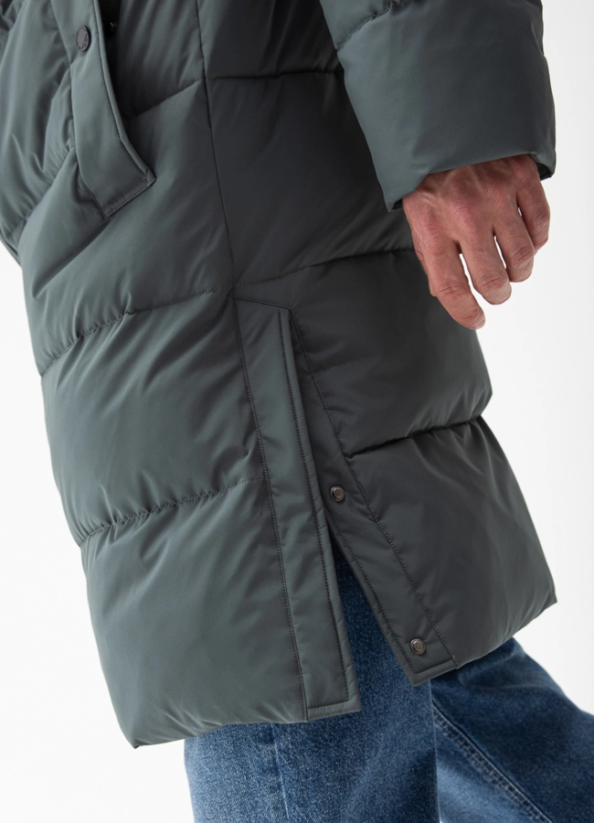 Мужской пуховик с капюшоном  модель № 27993 универмаг малина