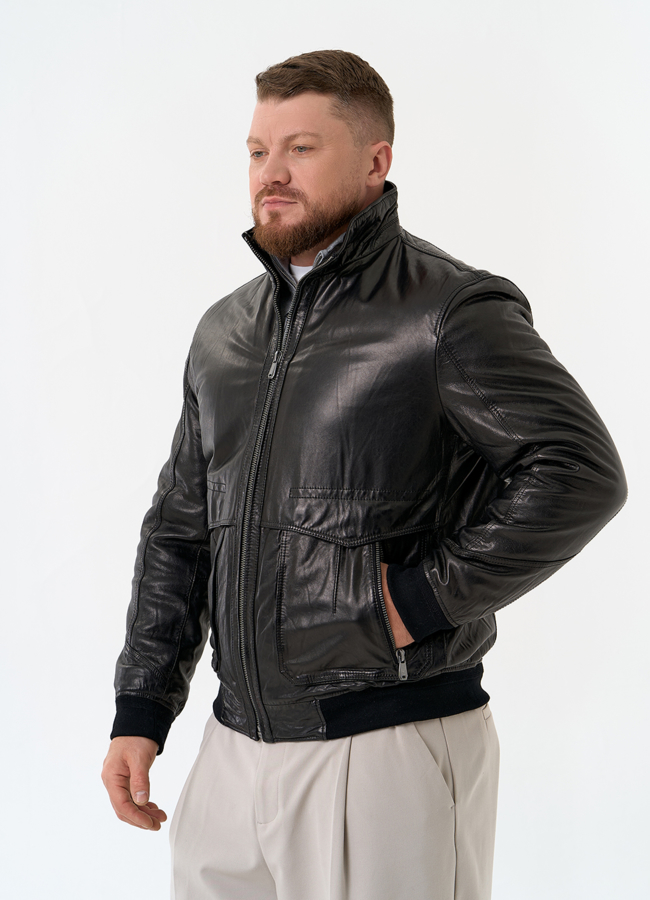 Мужская утепленная куртка из натуральной кожи модель № 32037 универмаг малина