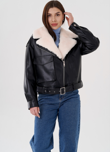 Куртка косуха на утеплении со съемным натуральным мехом