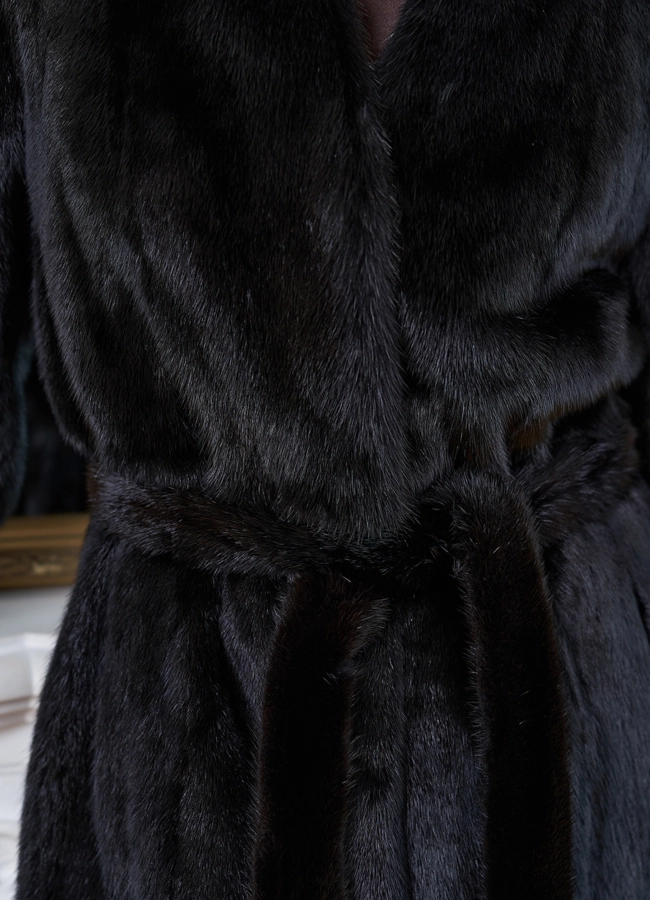 Женская длинная шуба из меха норки модель № 30691 в рассрочку фото