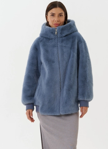 Шуба из эко меха с капюшоном