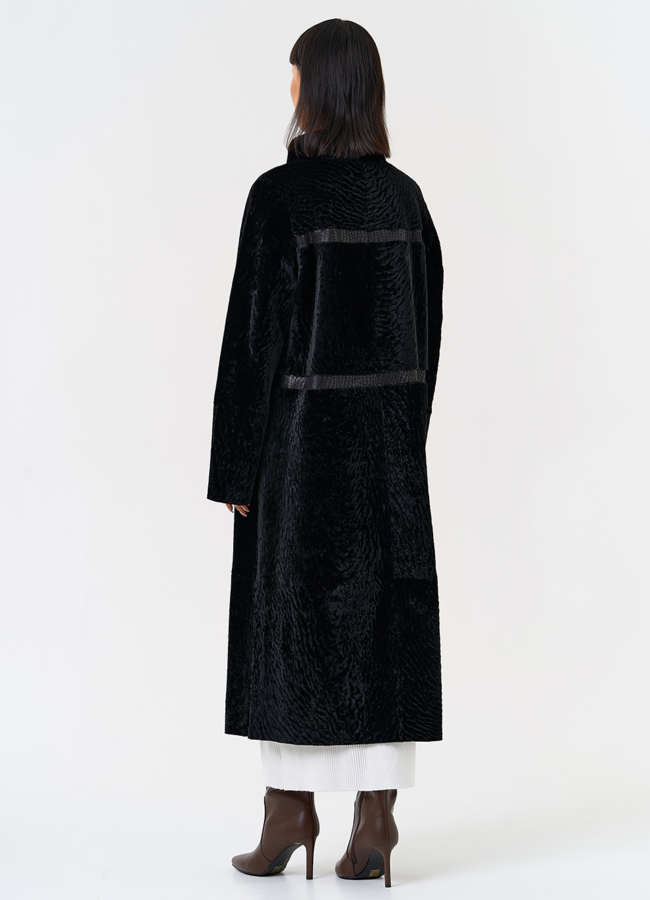 Женская двухсторонняя дубленка черного цвета модель № 31476 в рассрочку