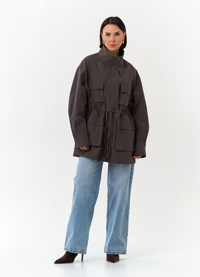 Женская куртка ветровка с накладными карманами модель № 32827 в кредит