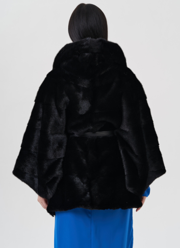Шуба из норки с капюшоном 