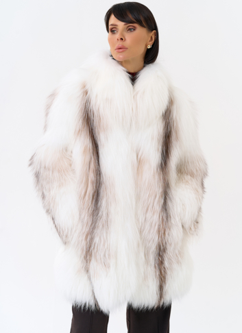 Белая шуба из лисы