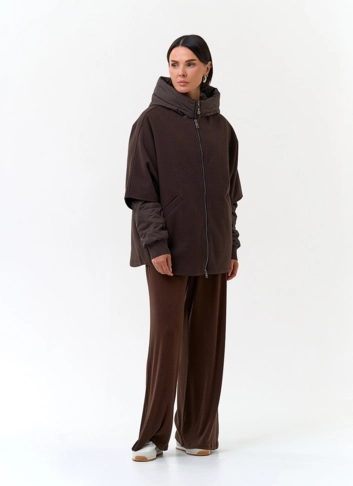 Женская куртка накидка с капюшоном