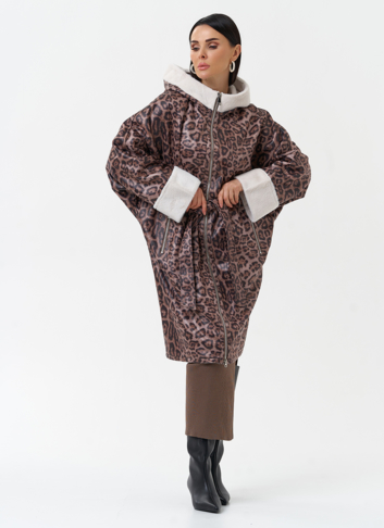 Женская дубленка из эко замши с поясом